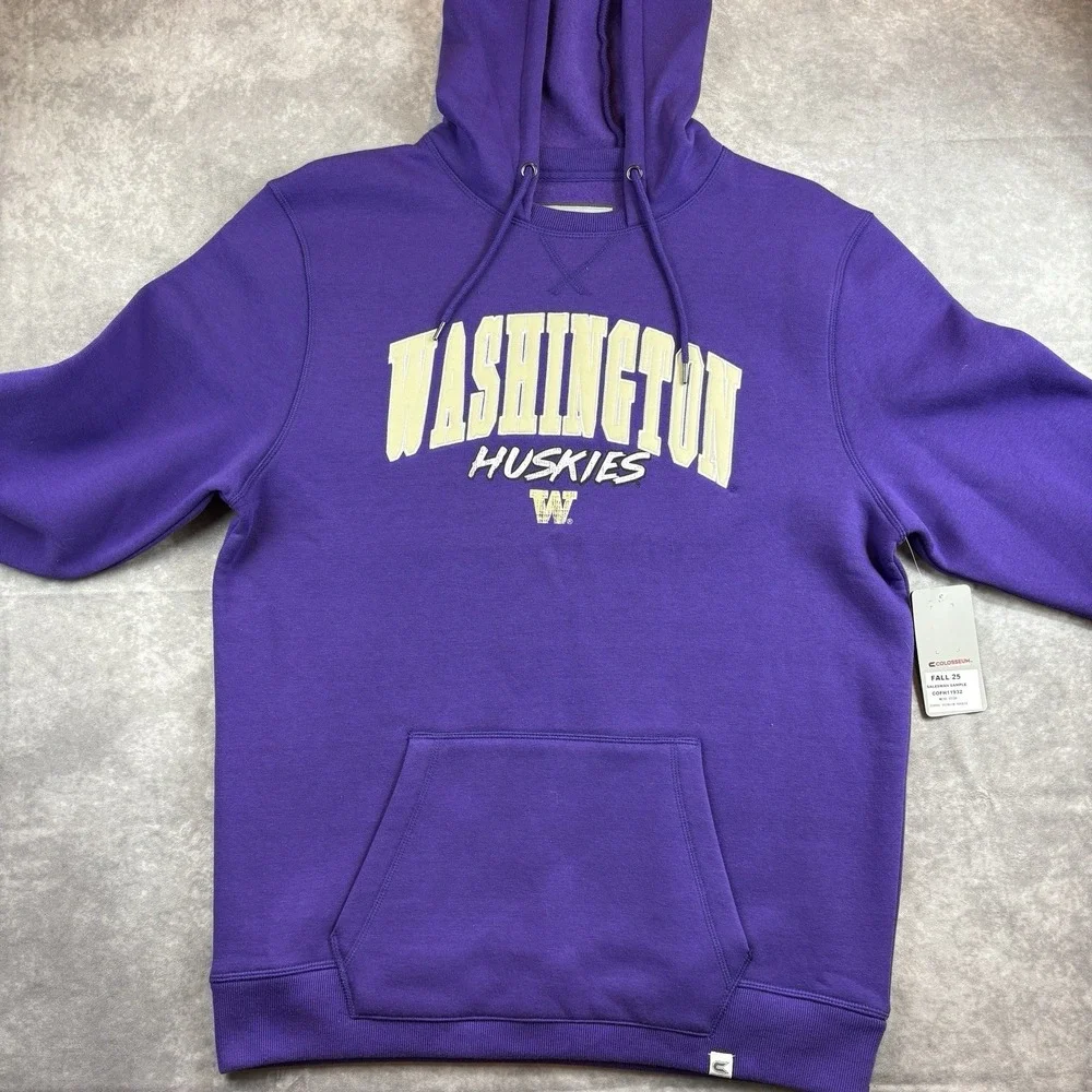 Washington Huskies Hoodie Mens L Purple College Colosseum Sample Rare NEW